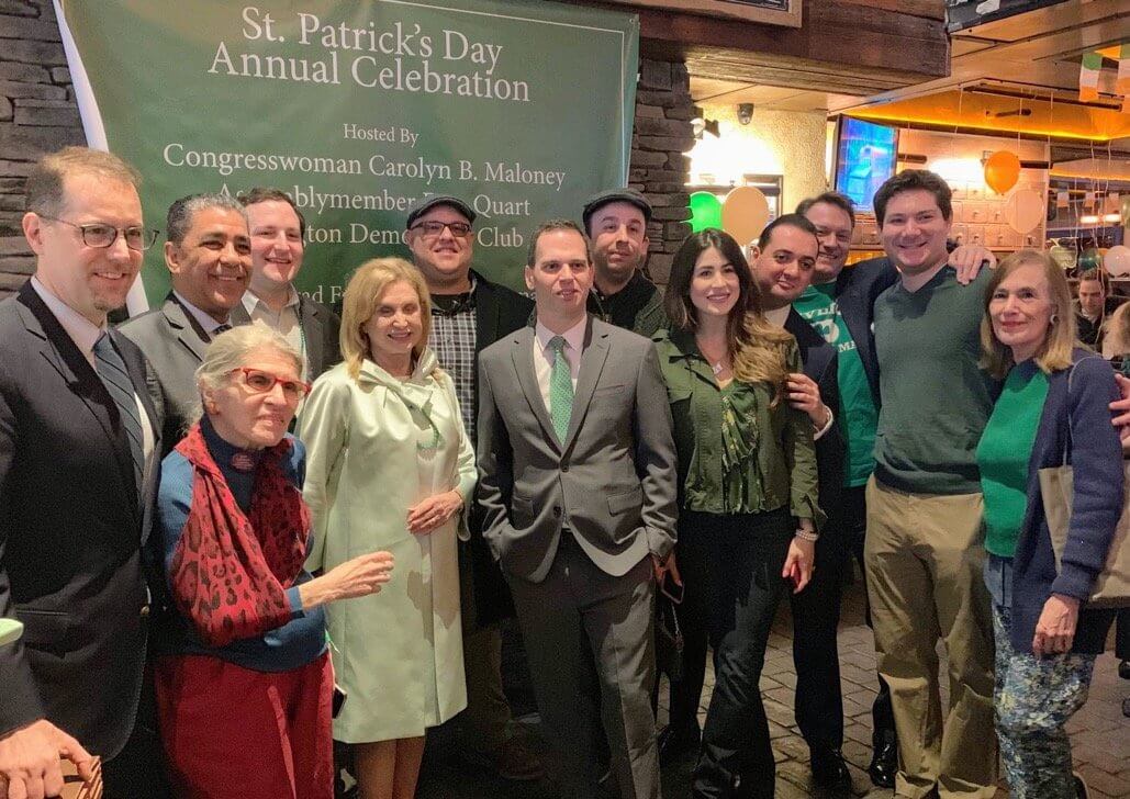 From left to right: Councilman Mark Levine, Congressman Adriano Espaillat, Trudy Mason, Russell Squire, Congresswoman Carolyn Maloney, Councilman Justin Brannan, Assemblymember Dan Quart, Councilman Keith Powers, Skye Ostreicher, Jake Dilemani, Eric Spencer, Peter Borock, Meryl Brodsky (Photo Credit: The Lexington Democratic Club website)