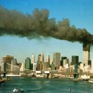 9/11 photo of World Trade Center on fire