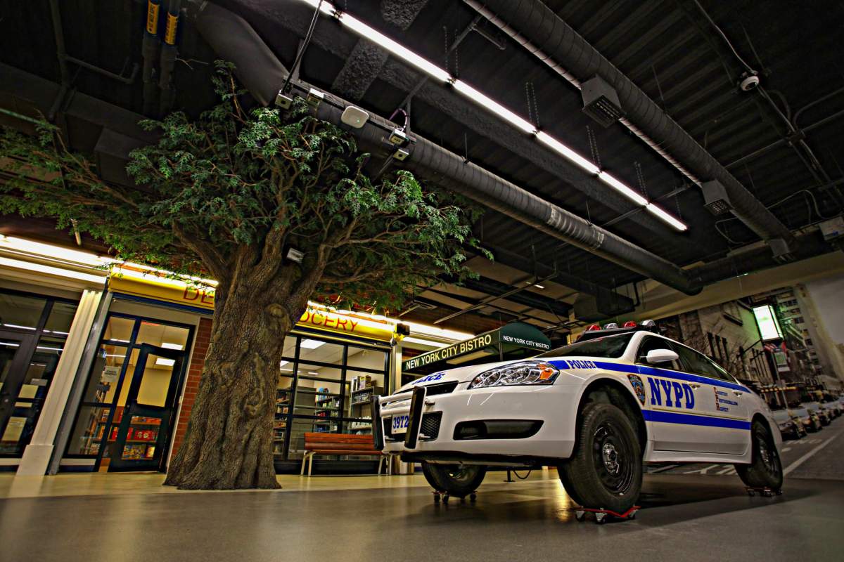 The Police Academy has its own mock storefronts