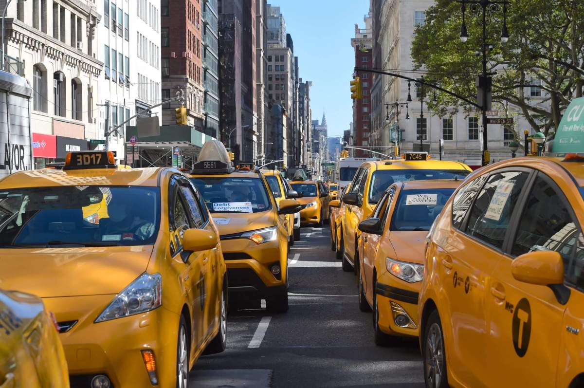 Taxi drivers protesting