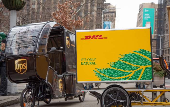 Cargo bikes line up during DOT's 2019 pilot program announcement