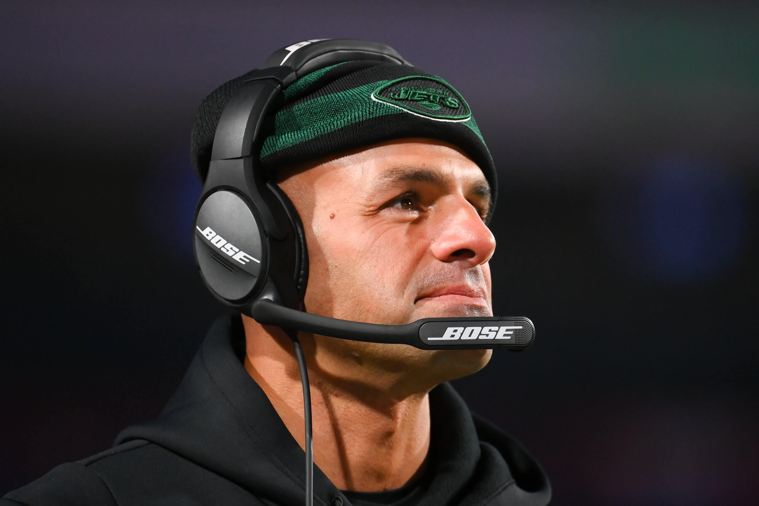 New York Jets head coach Robert Saleh during an NFL International Series  game against the Atlanta Falcons at Tottenham Hotspur Stadium, Sunday, Oct.  1 Stock Photo - Alamy