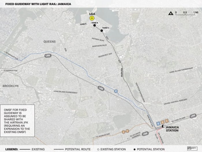 Map of a proposal for a light rail