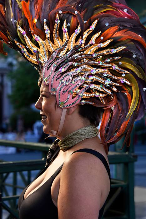 Dana Humphrey, one of the organizers, came as a "Rising Phoenix", with a headpiece created bty Summer Strand