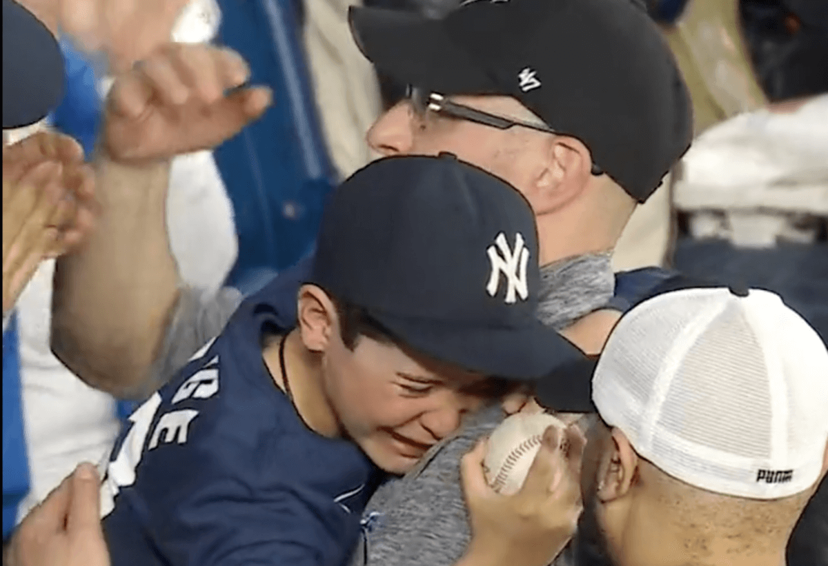 Young Yankees fan given Judge HR ball meets his hero