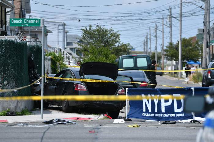 The other bike was pinned up against a fence at Beach Channel Drive and Beach 45th Street