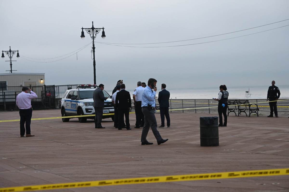 Police on boardwalk in Coney Island