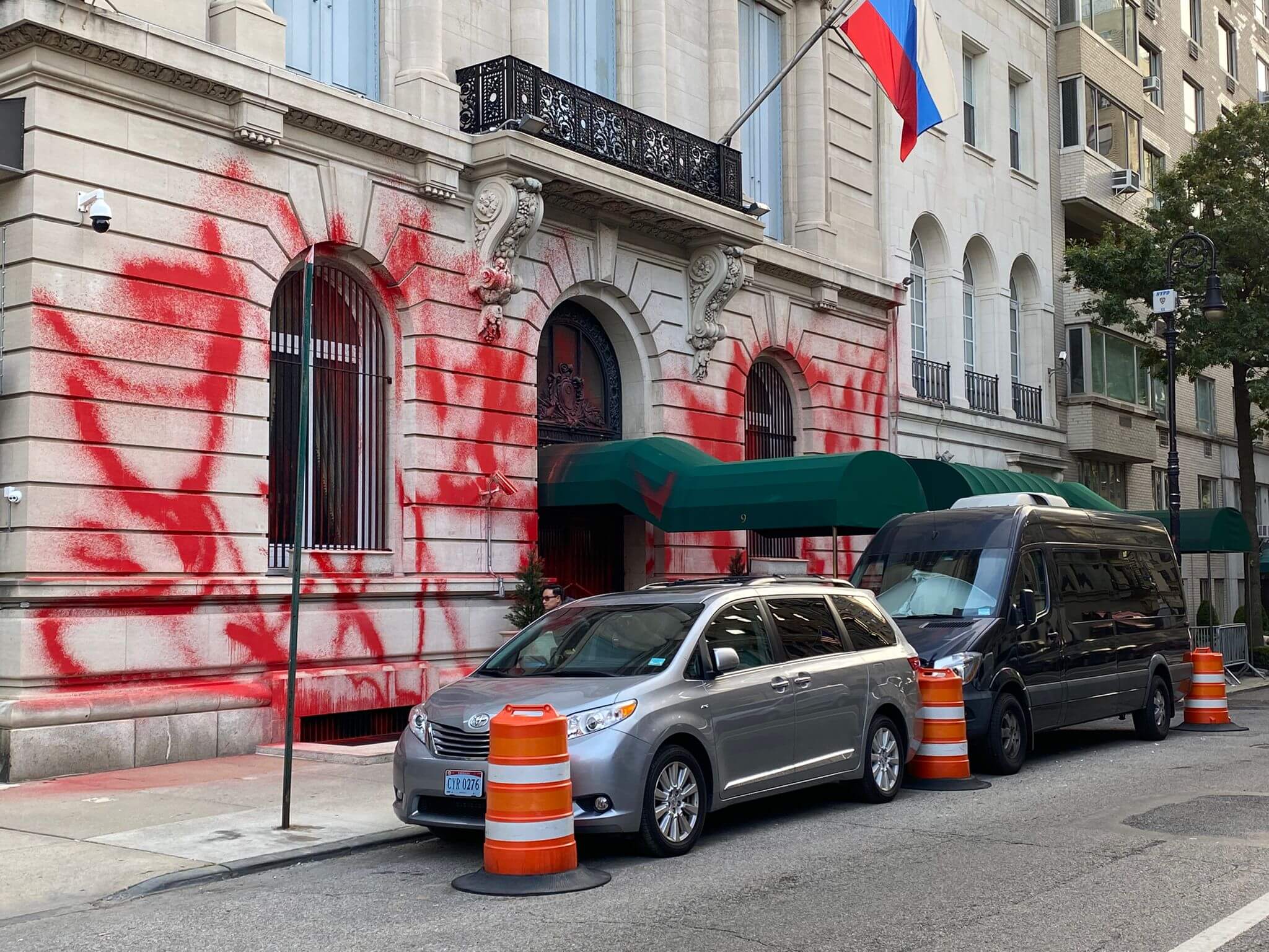 Russian Consulate Building On Upper East Side Doused In Red Paint In