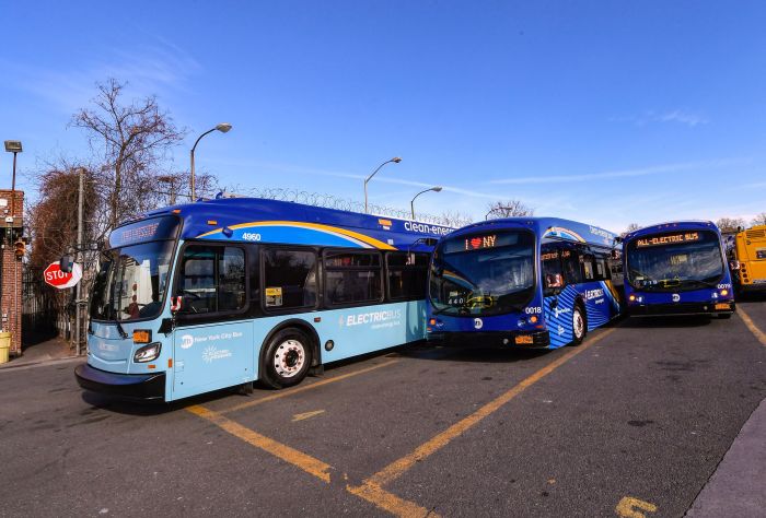 Electric vehicle buses at MTA depot