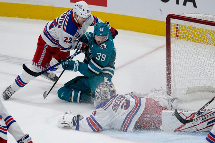 Boston Bruins' Derek Forbort plays against the New York Rangers during the  second period of an NHL preseason hockey game, Saturday, Oct. 2, 2021, in  Boston. (AP Photo/Michael Dwyer Stock Photo - Alamy