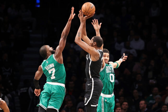 Brooklyn Nets' Kevin Durant struggles again from field as Boston Celtics  take 2-0 lead - ABC7 New York