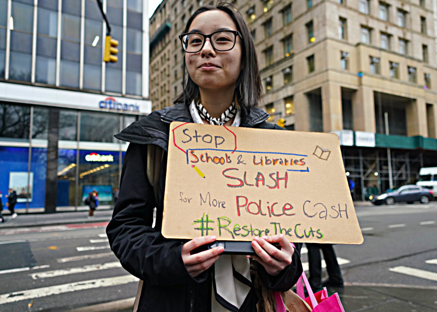 Students walkout in protest of DOE budget cuts in Lower Manhattan