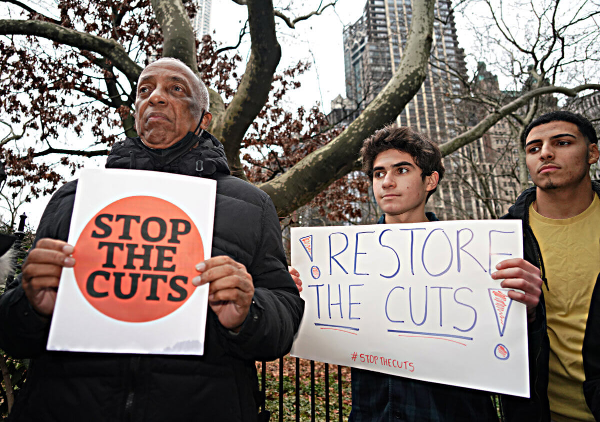 Students walkout in protest of DOE budget cuts in Lower Manhattan