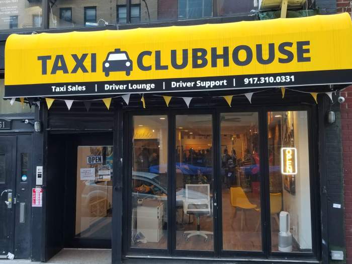 The Taxi Clubhouse storefront on 22nd Street and 7th Avenue