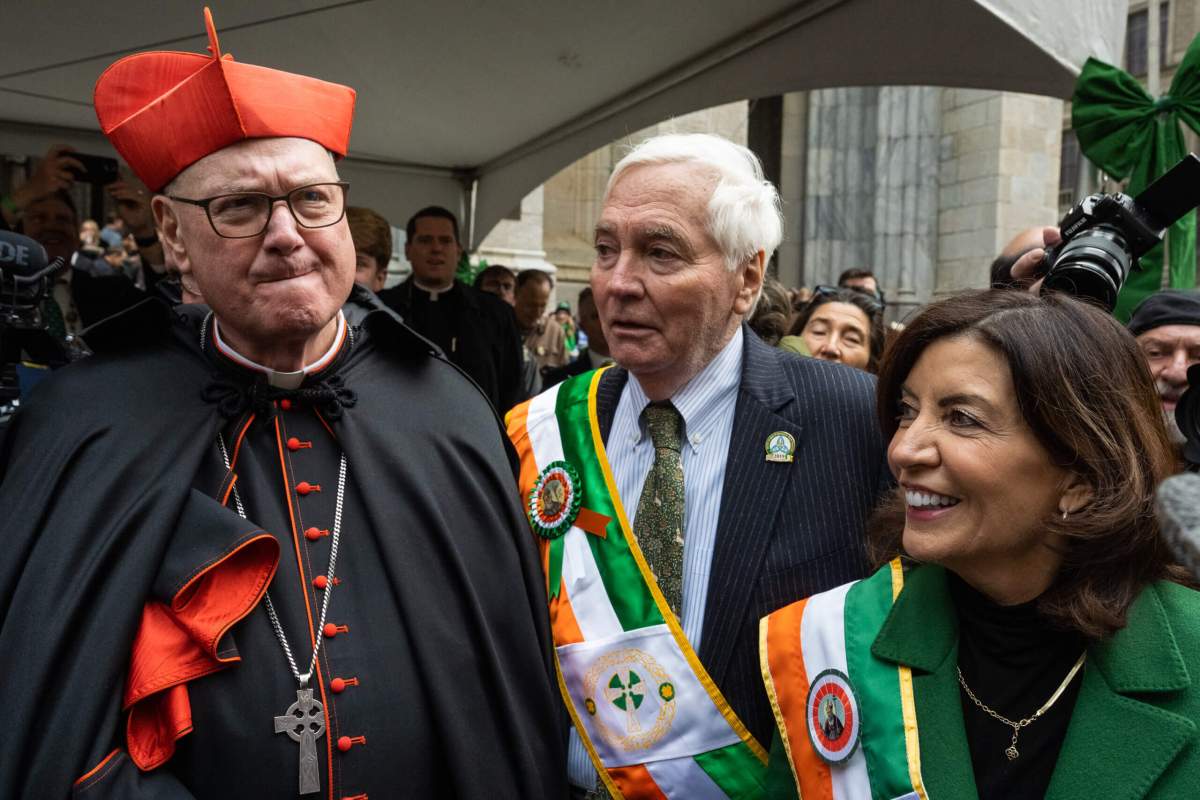 Cardinal Dolan greets NY Gov Kathy Hochul