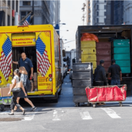 Delivery trucks in microhub