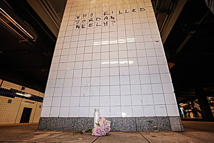 A message on the wall at Broadway-Lafayette Street station, where Jordan Neely died