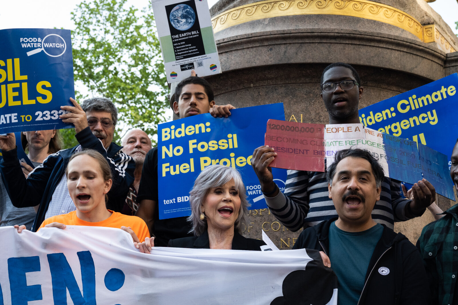 Jane Fonda Joins Climate Protest At Biden Event