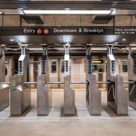 Turnstiles at the downtown platform of the 23rd Street F/M subway stop