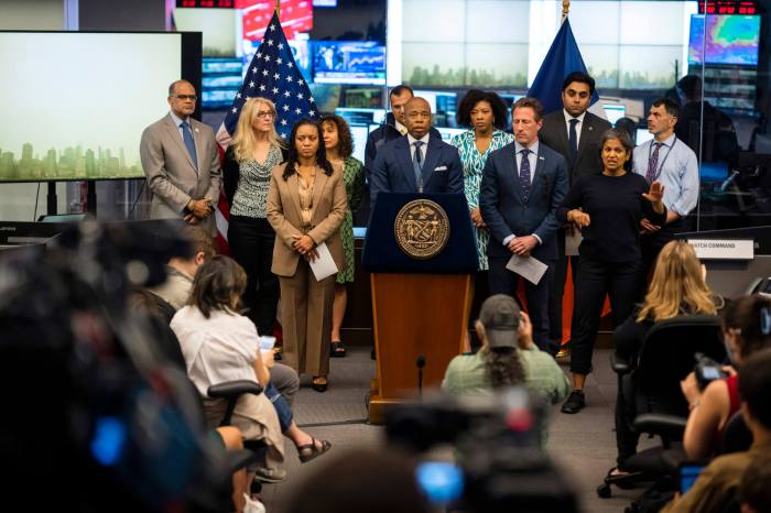 Mayor Eric Adams and administration officials hold a briefing to discuss New York City’s air quality