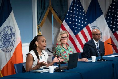 Deputy Mayor for Health and Human Services Anne Williams-Isom, Chief Engagement Officer Betsy MacLean, Department of Housing Preservation and Development Commissioner Adolfo Carrión