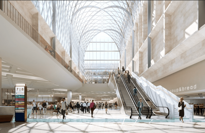 A rendering of ASTM's proposed Eighth Avenue train hall