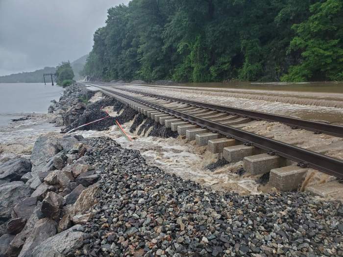 Severe flooding on Metro-North's Hudson Line, which led to a partial closure