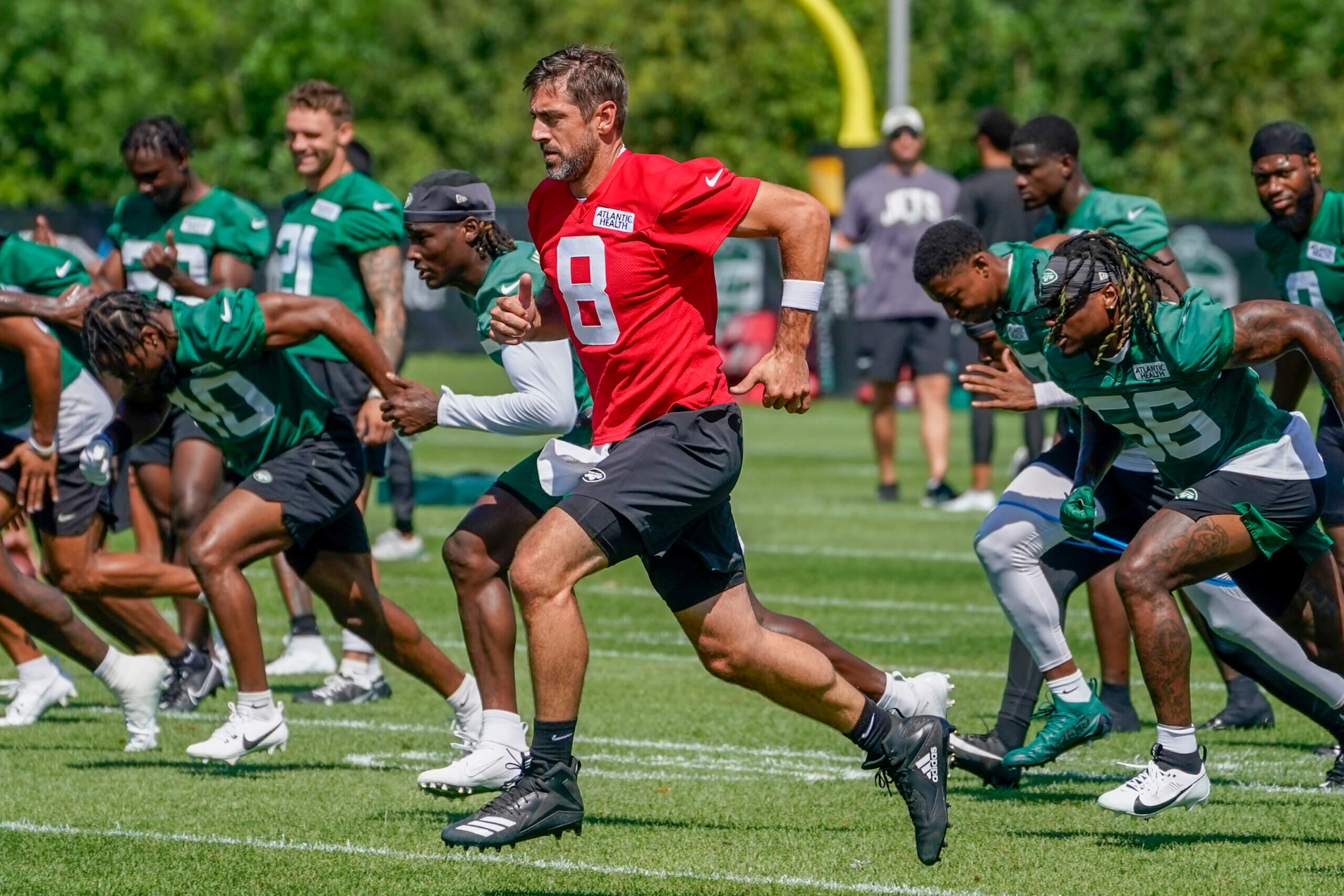 August 5, 2019, Florham Park, New Jersey, USA: New York Jets defensive  linemen Quinnen Williams (95) during training camp at the Atlantic Health  Jets Training Center, Florham Park, New Jersey. Duncan Williams/CSM