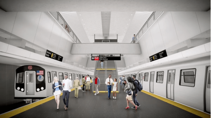 A draft rendering of the Q train platform planned for 125th Street and Lexington Avenue