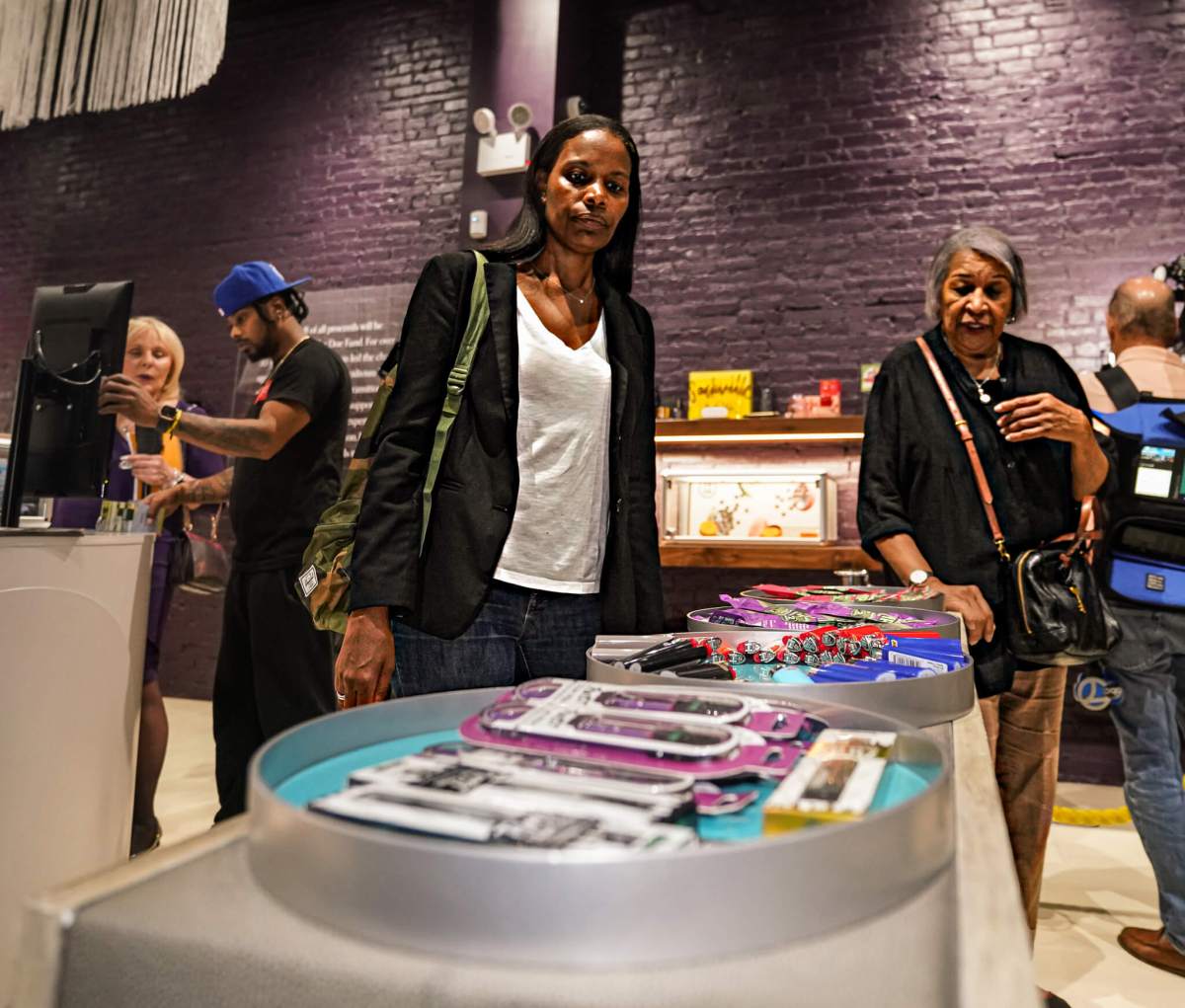 Customers in New York cannabis shop