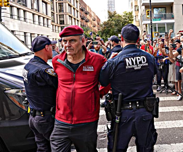 Curtis Sliwa during protest