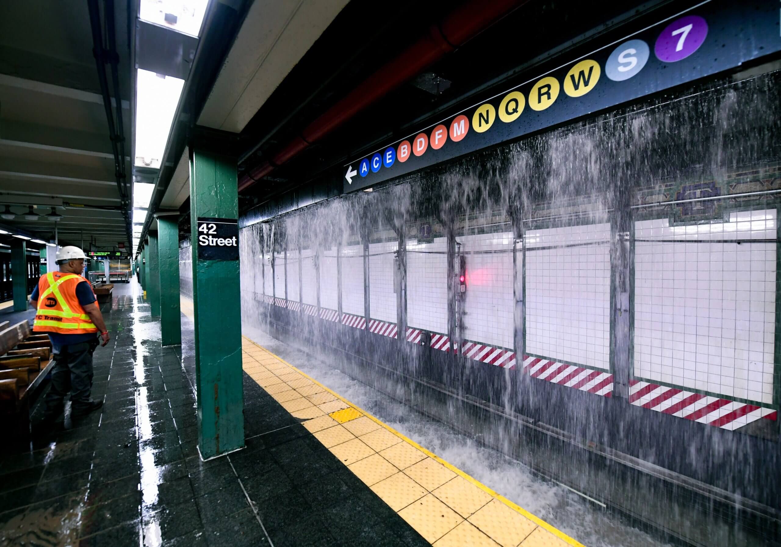 A water main broke at Times Square