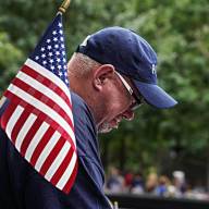 A mourner at the 9/11 Memorial in Lower Manhattan