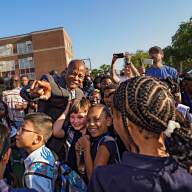 Mayor Eric Adams welcomes students back to school in the Bronx