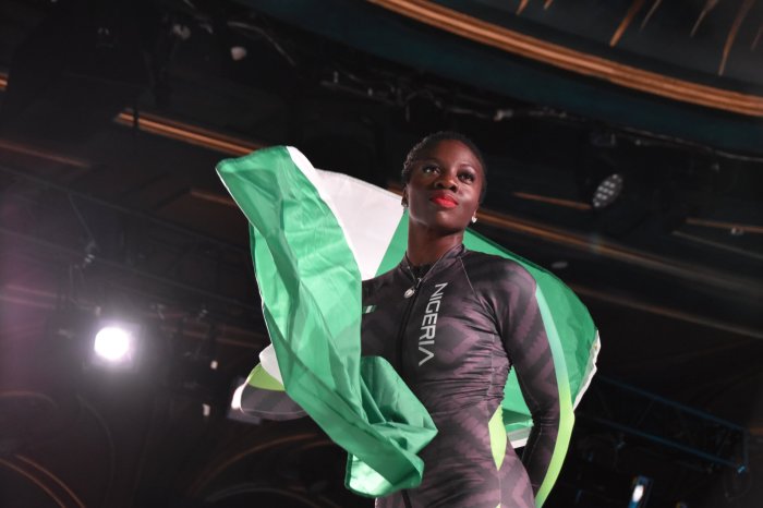 A model walks the runway for Actively Black