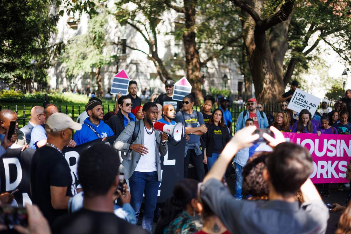 NYC Public Advocate Jumaane Williams speaks during a rally for Wrongful Conviction Day outside City Hall on Monday, Oct. 2, 2023. Advocates called on Gov. Kathy Hochul to sign the Wrongful Conviction Act.