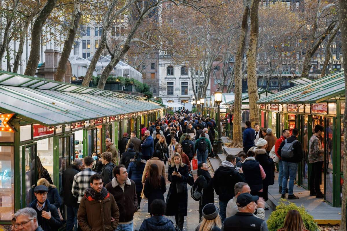 Bank of America Winter Village in Bryant Park in winter 2023.