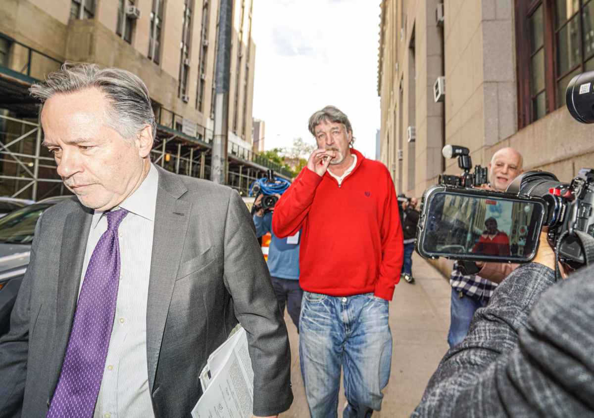 Ian McKeever leaves Manhattan Criminal Court after being charged with animal cruelty against Ryder the horse.