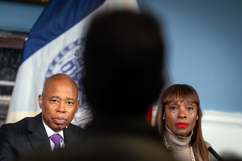 Mayor Eric Adams (left) and Chief Adviser Ingrid Lewis-Martin (right).