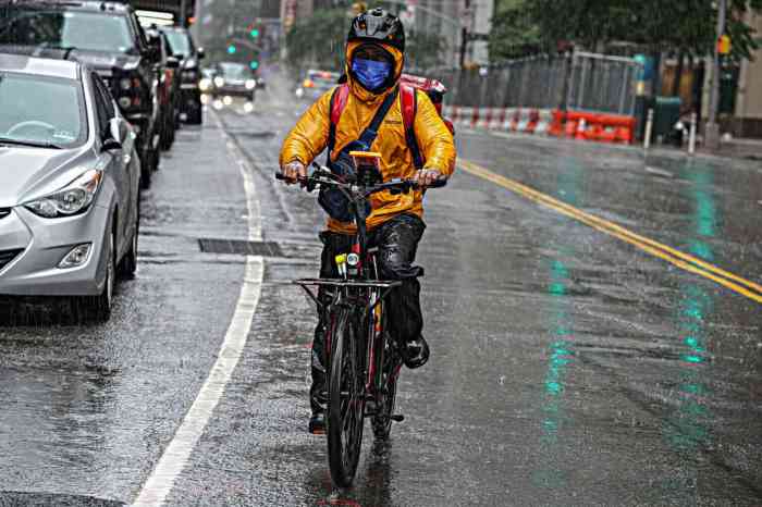 Delivery worker on e-bike