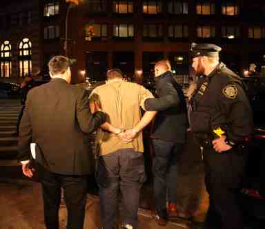 NYPD officers make an arrest