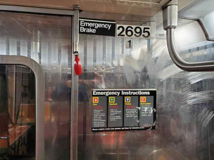 subway emergency brake pulls