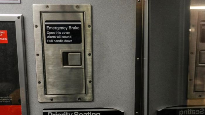 subway emergency brake pulls