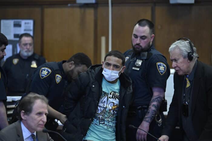 Kelvin Servita-Arocha appears in court for his arraignment in the NYPD assault case.