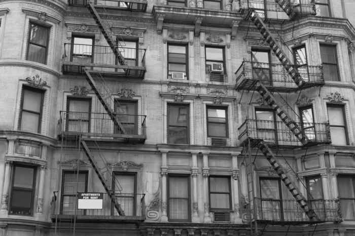 Fire escape in black and white