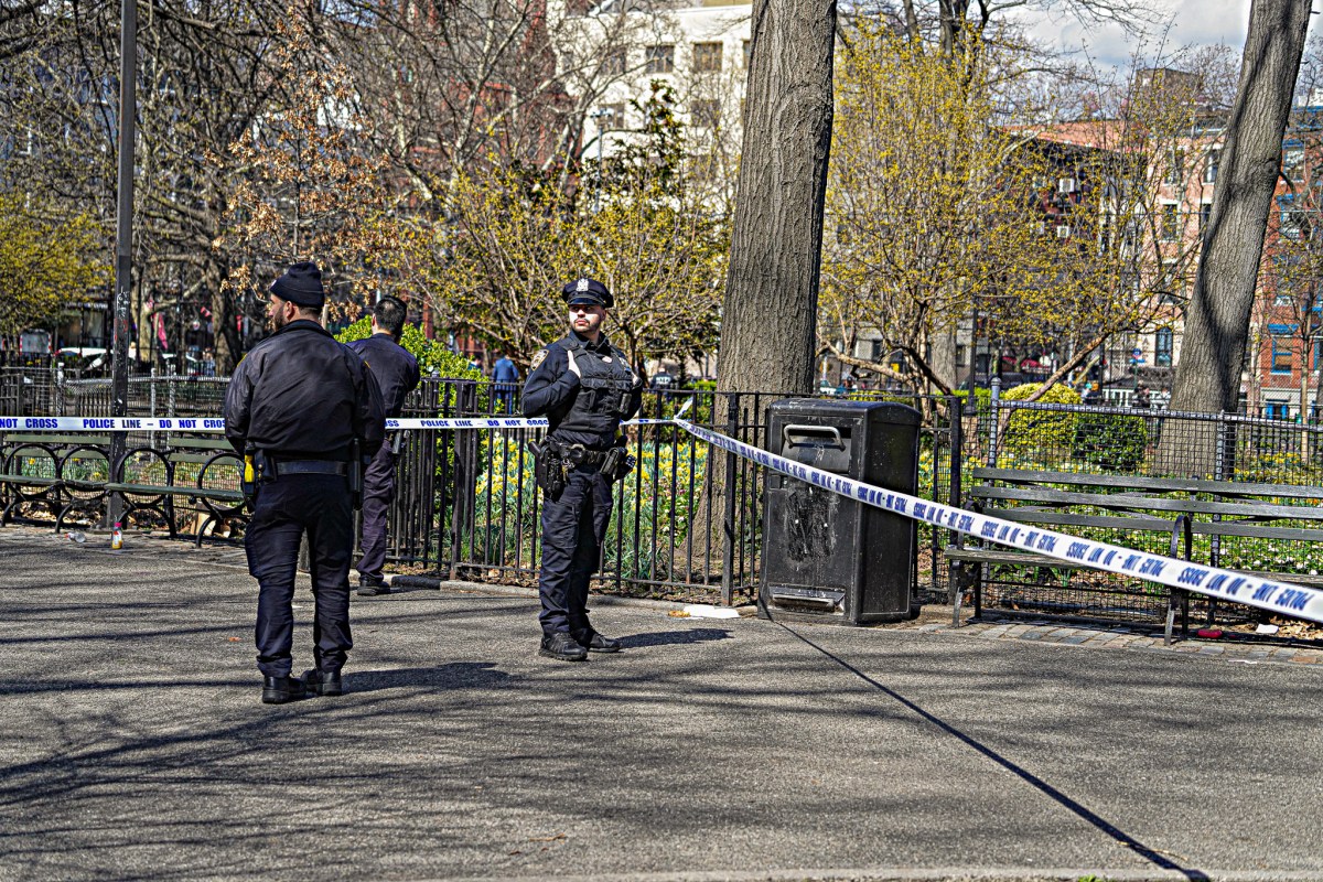 Cops at Tompkins Square Park shooting scene
