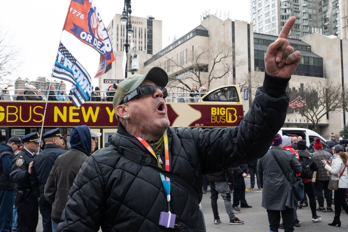 A Scott LoBaido supporter expresses his outrage after LoBaido was arrested for littering