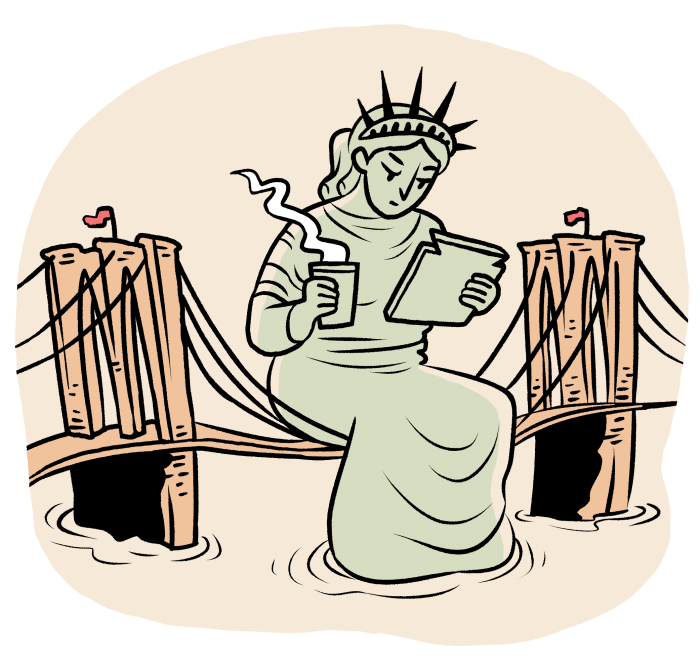 Statue of Liberty illustration at Brooklyn Bridge