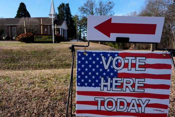 Voting sign to Republican primary where Trump is on ballot