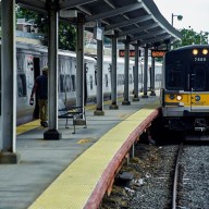 LIRR train pulls into Far Rockaway